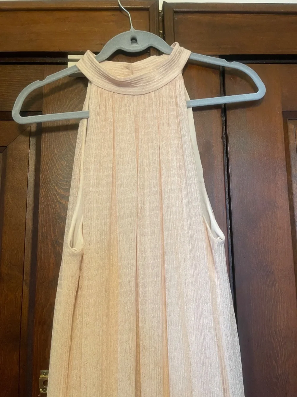 Cream long dress with ruffles